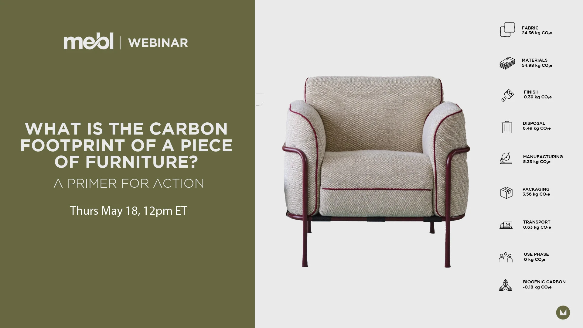 What is the Carbon Footprint of a Piece of Furniture? A Primer for Action WEBINAR hosted by mebl transforming furniture. 