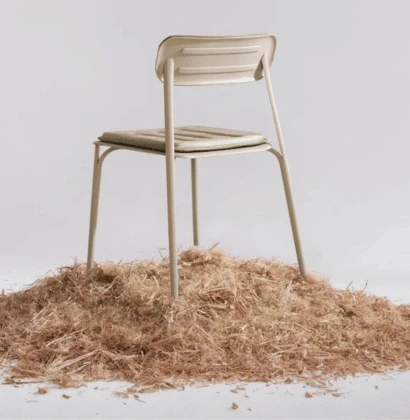 PROWL Studio’s PEEL Chair features a hemp-based bioplastic that can be industrially composted. 